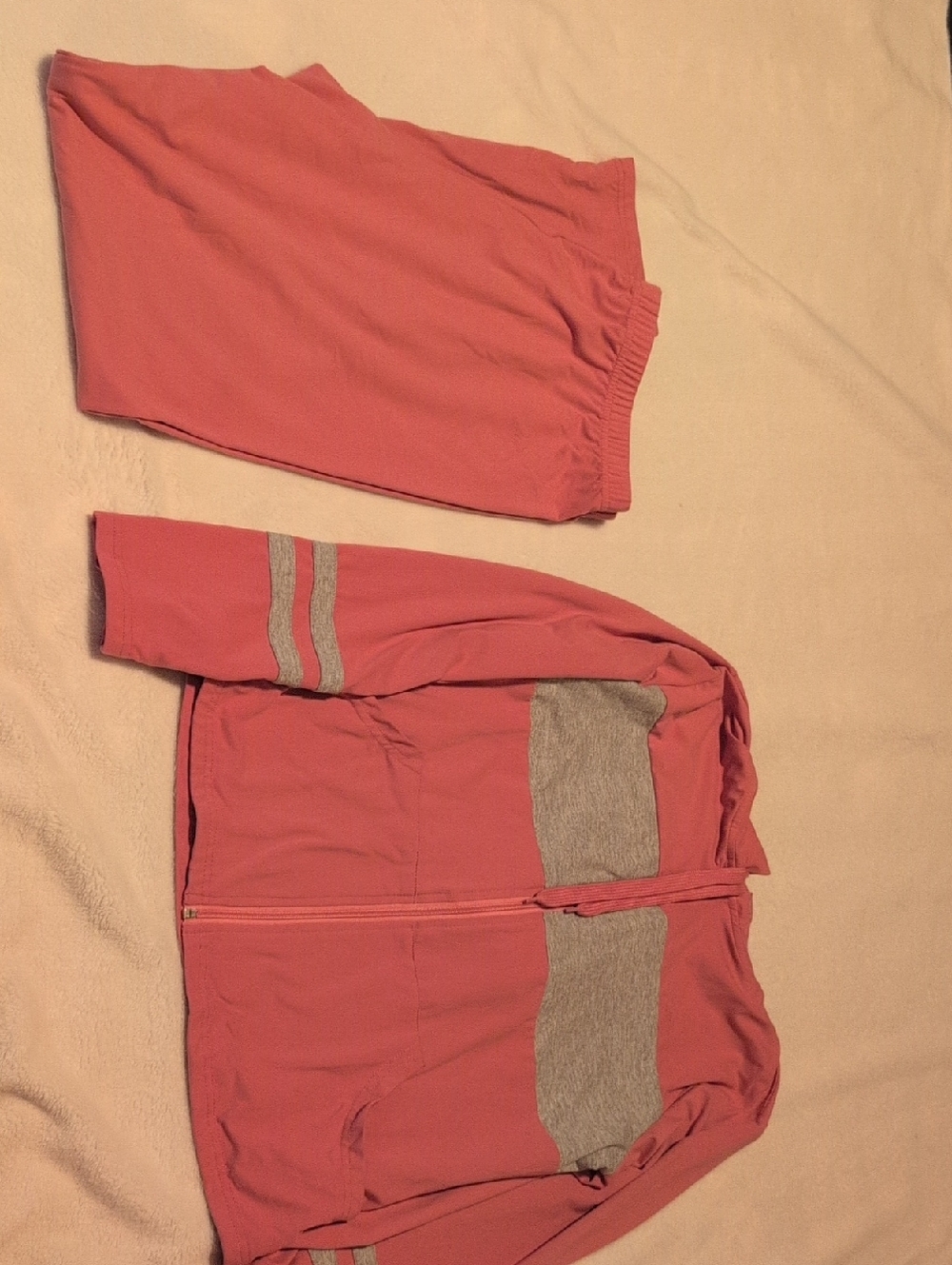 Pink Two-Piece Lounge Set with Gray Accents